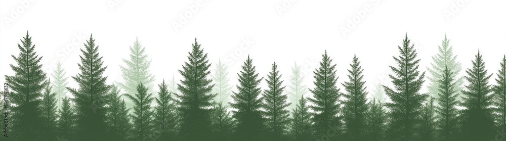 Serene Evergreen Forest Silhouette: A Peaceful Nature Scene Serene Evergreen Forest Silhouette: A Peaceful Nature Scene