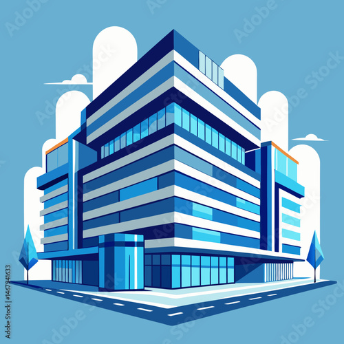Modern Architectural Marvel: An abstract and appealing architectural concept showcasing a contemporary building with sleek lines, vast glass windows, and a bright facade.