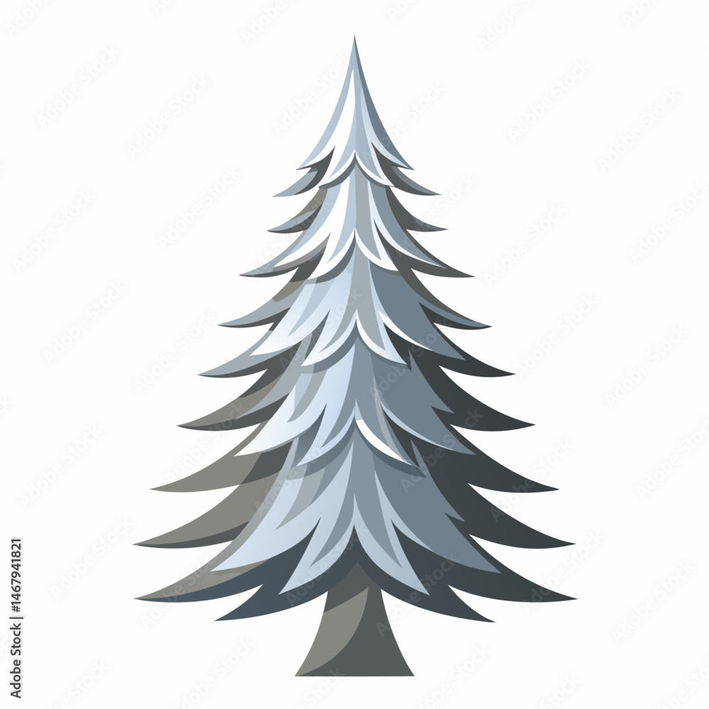 Fototapeta premium Snow-kissed Pine: A serene depiction of a majestic pine tree gracefully draped in a pristine layer of freshly fallen snow, embodying the tranquility and purity of a winter's day.