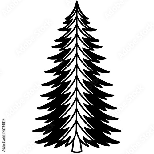 Silhouette Pine: An elegant silhouette of a pine tree, standing tall against an expansive landscape, embodying the resilience and evergreen spirit of nature. 