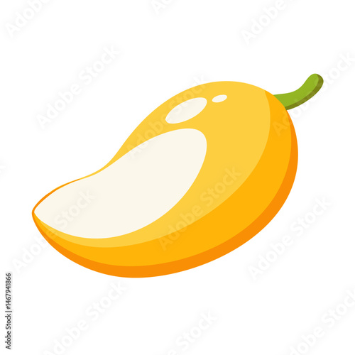 Mango's tropical Bliss: A perfect mango slice, fresh and vibrant, epitomizing the essence of summer and tropical paradise, offers a visual feast of color and flavor