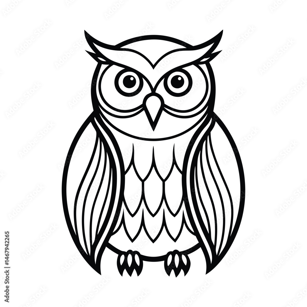 a owl line art vector art silhouette a owl line art vector art silhouette
