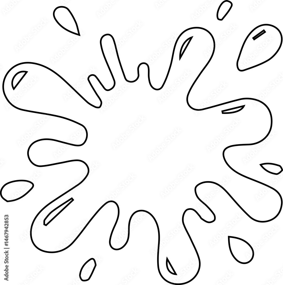 Obraz premium Small-scale flower shape formed by hollow ink outlines and symmetrical burst lines.