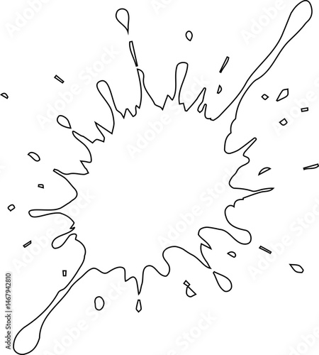 Centralized dot of ink with irregular hollow boundary and chaotic edge splatter texture.