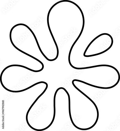 Small radial ink formation with hollow spokes emerging from a tight central contour.