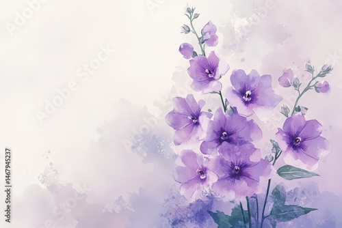 Delicate purple floral design on a soft backdrop.