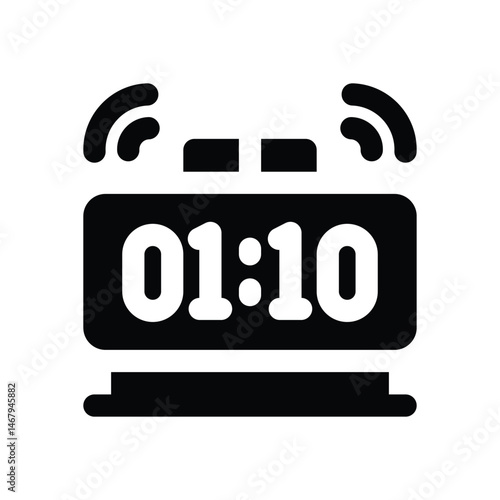 digital alarm glyph icon. Strong and solid vector icon for websites, mobile interfaces, presentations, and visual branding. High quality and easy to edit.