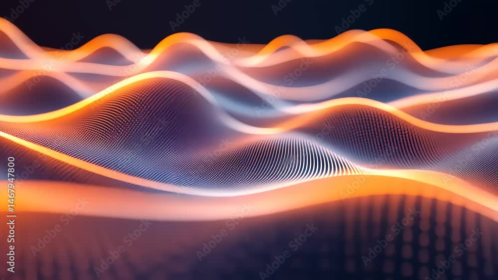 Abstract glowing waves on dark background Abstract glowing waves on dark background