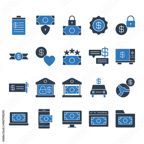 Money Icon - Currency Icon - Set Sign Symbol