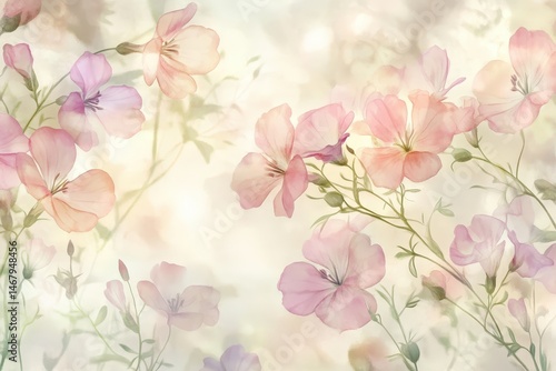 Delicate floral design in pastel hues.