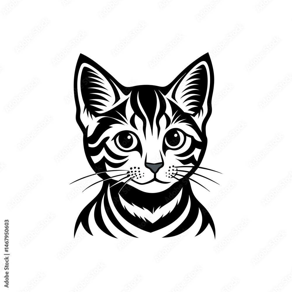 Minimalist Cat Face Illustration Dark Background Minimalist Cat Face Illustration Dark Background