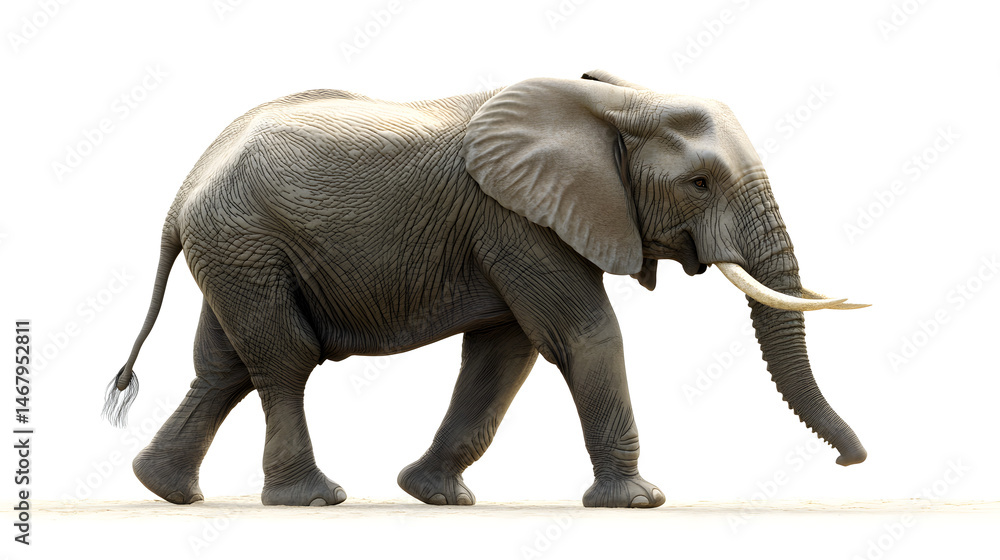 Obraz premium Majestic African elephant walking through a zoo landscape, showcasing its strength and grace