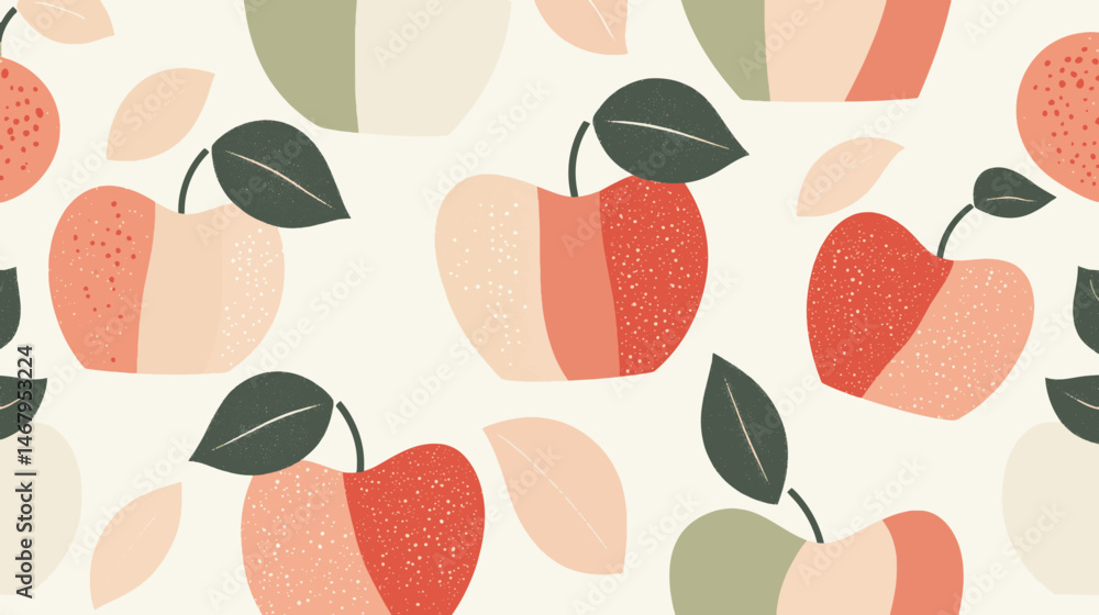 Bold vector apple pattern with green and red stylized fruits for presentations and commercial backgrounds Bold vector apple pattern with green and red stylized fruits for presentations and commercial backgrounds