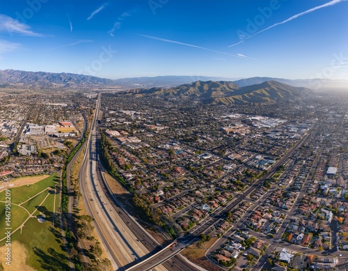 aerial helicopter view of camarillo california cityscape landscape panorama