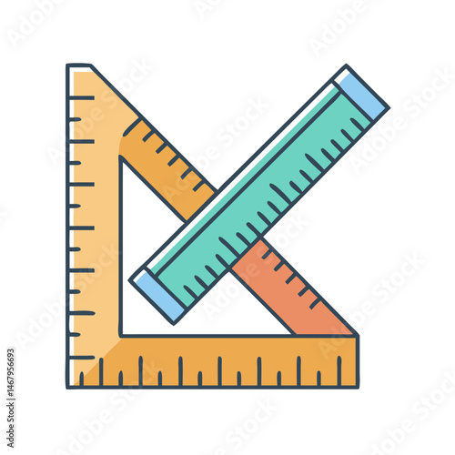 Illustration of ruler set square triangle for geometry math drafting architecture design tool equipment