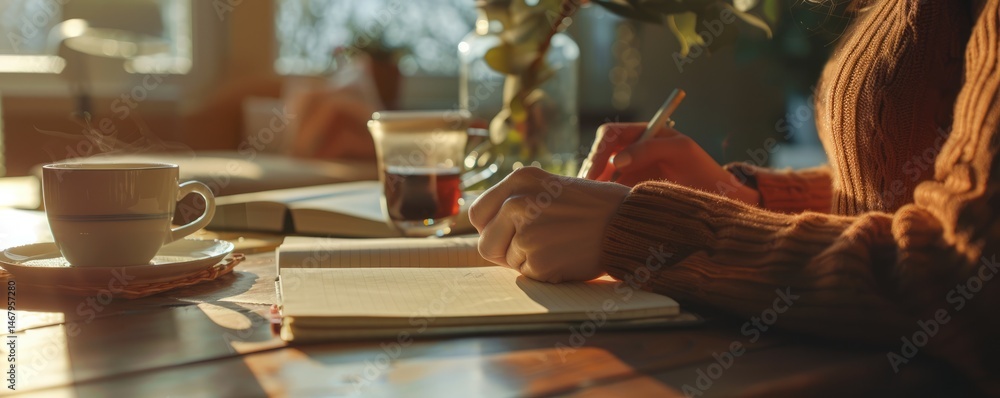 The picture about a person is captured in the act of writing in a notebook. Skillful businessman with calming atmosphere focusing on note for planning strategy or writing business documents. AIG61. The picture about a person is captured in the act of writing in a notebook. Skillful businessman with calming atmosphere focusing on note for planning strategy or writing business documents. AIG61.
