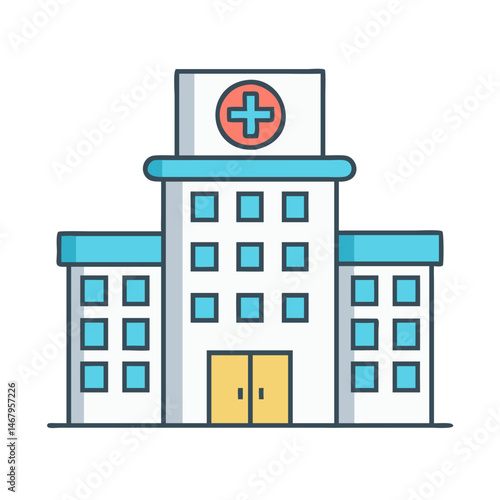Hospital building clinic medical center health care facility emergency room treatment center vector art