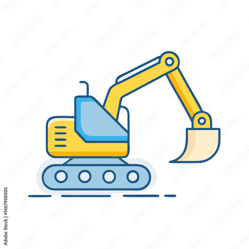Excavator digger construction equipment heavy machinery vehicle building site engineering cartoon vector Excavator digger construction equipment heavy machinery vehicle building site engineering cartoon vector
