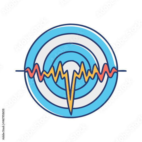 Seismic activity earthquake wave vector illustration seismograph fault line tremor vibration design