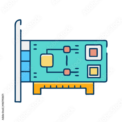 Illustration of a network card ethernet card computer component expansion card adapter card motherboard card