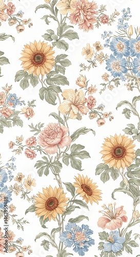 Wallpaper Mural floral pattern on a cloth sheet abstract illustration vector digital design beautiful background wallpaper banner Torontodigital.ca