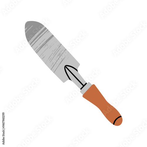 Vector illustration of a trowel. Perfect for content around gardening products, DIY tutorials, advertisements, instructional guides, and agricultural materials. Gardening tool.