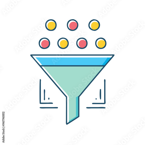 Data filter funnel concept filtering sorting analysis process information management system diagram
