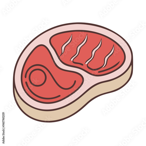 Illustration of raw meat steak beef food butcher shop protein delicious gourmet fresh cutlet grill