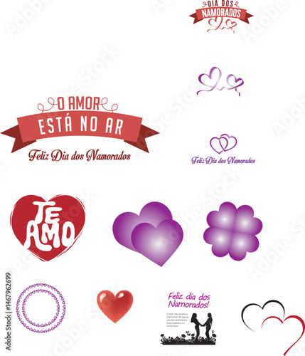 Set, Dia dos namorados, coração, flores, feliz dia dos namorados