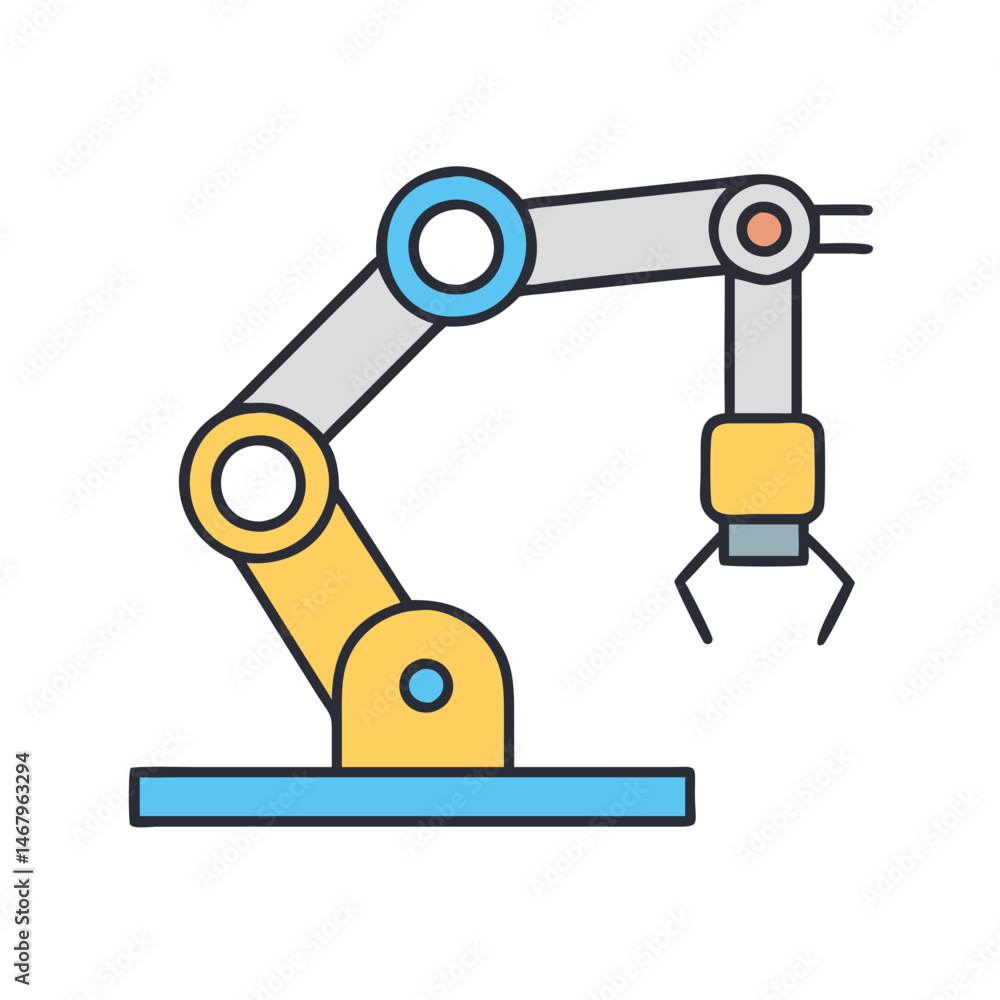 Robotic arm vector illustration for industrial automation manufacturing and engineering design Robotic arm vector illustration for industrial automation manufacturing and engineering design