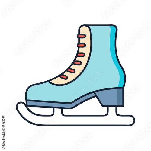 Ice skating boot illustration for winter sports, figure skating, and recreational ice skating design