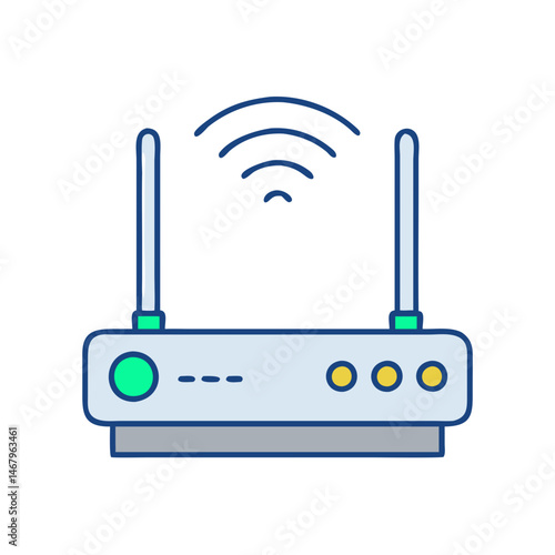 Illustration of wifi router wireless internet connection device network technology equipment
