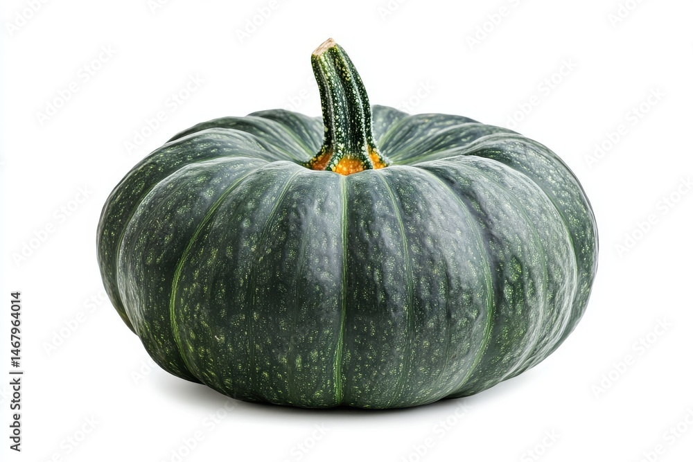 Dark green pumpkin close up shot on white background Dark green pumpkin close up shot on white background