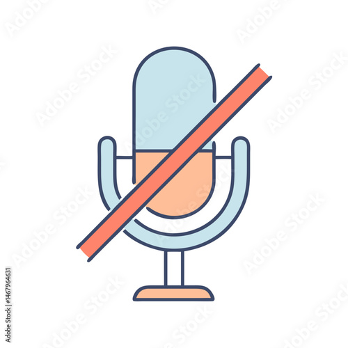 Muted microphone icon vector illustration for audio recording and sound control application design
