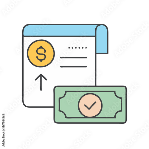 Financial report with money and coin showing profit and growth investment income increase report