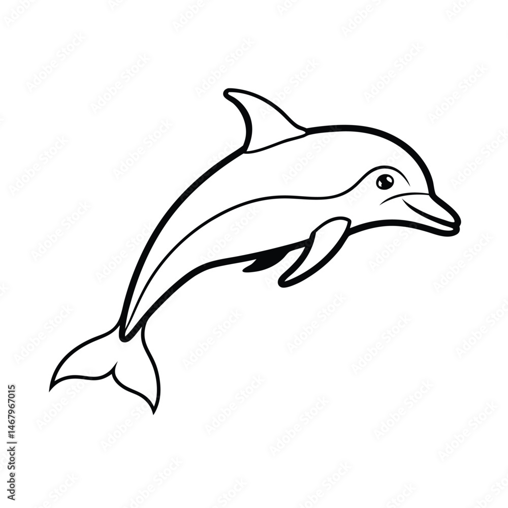 Fototapeta premium a porpoise jumping line art vector silhouette