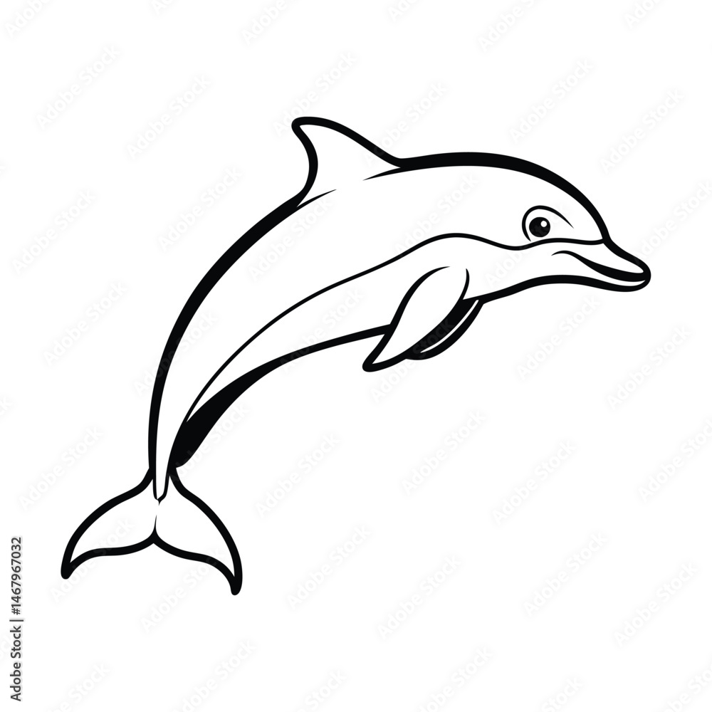 Fototapeta premium a porpoise jumping line art vector silhouette