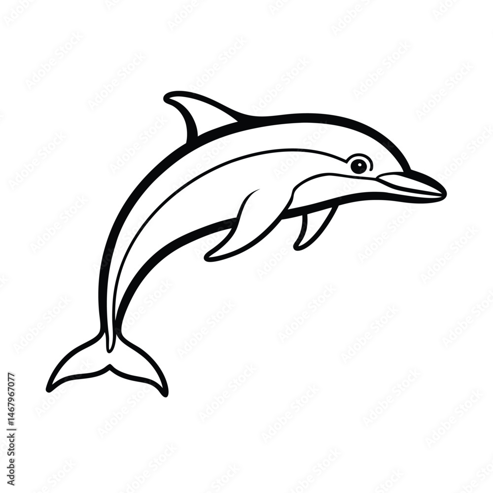 Fototapeta premium a porpoise jumping line art vector silhouette