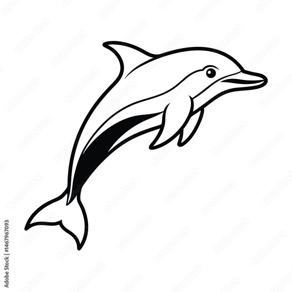 Fototapeta premium a porpoise jumping line art vector silhouette