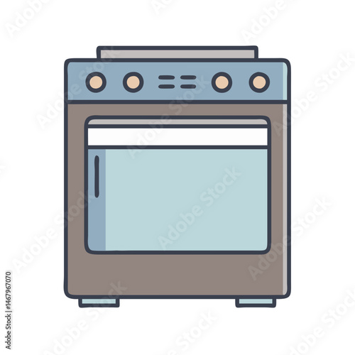 Isolated kitchen oven appliance for baking and cooking food at home in modern style design