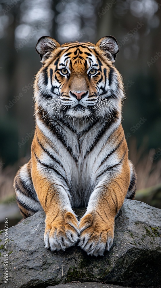 Fototapeta premium Majestic tiger on a rock