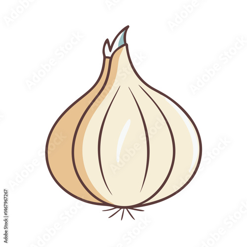 Illustration of a fresh onion vegetable bulb for cooking and healthy eating clipart design