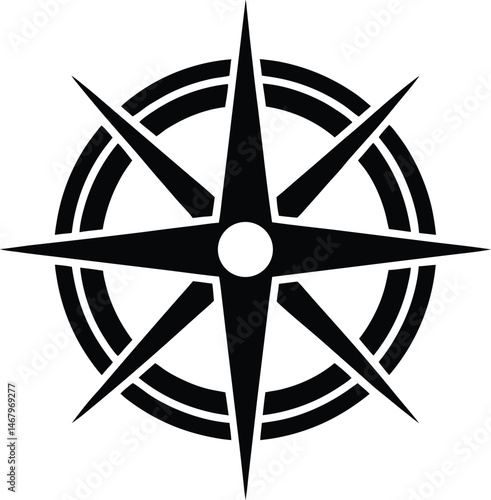 Wind Rose Navigation Icon Vector Illustration