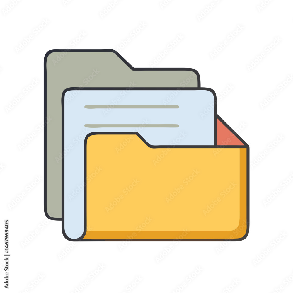 Vector graphic illustration of file folder document organizer for data storage and management use Vector graphic illustration of file folder document organizer for data storage and management use