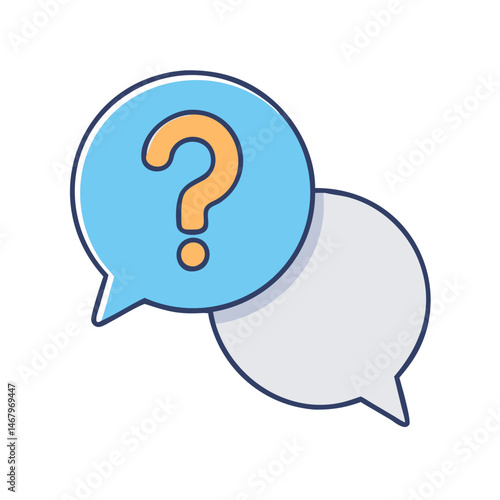 Question mark in speech bubble vector illustration for faq help and support concept design
