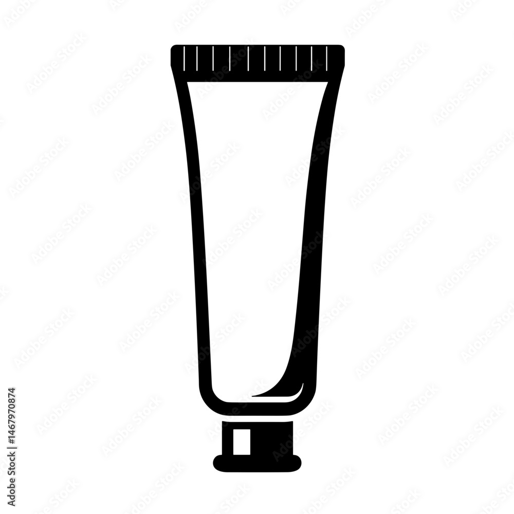 Simple cosmetic tube icon in outline style – concept of skincare cream face treatment and personal hygiene Simple cosmetic tube icon in outline style – concept of skincare cream face treatment and personal hygiene