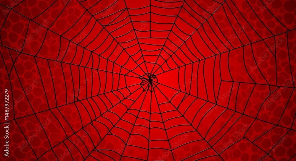 Fototapeta premium Red Spider Web Pattern - Halloween Creepy Design 