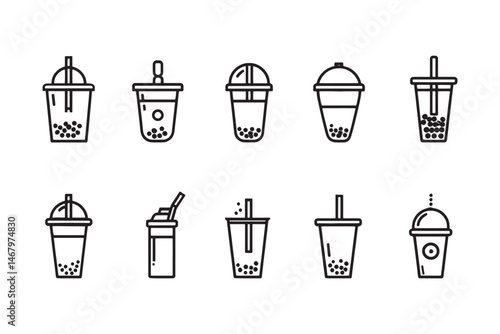 Bubble tea icon in clean line style