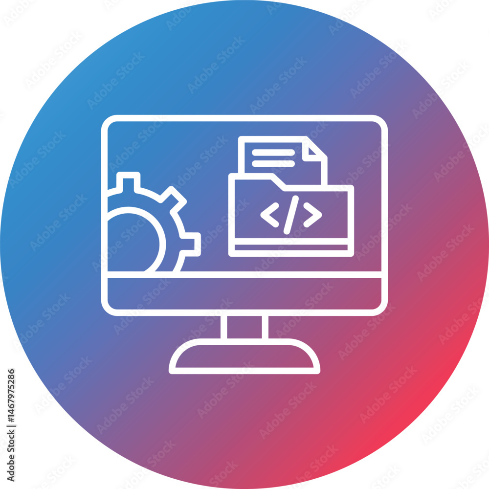 Web Development Line Gradient Circle Background Icon Web Development Line Gradient Circle Background Icon