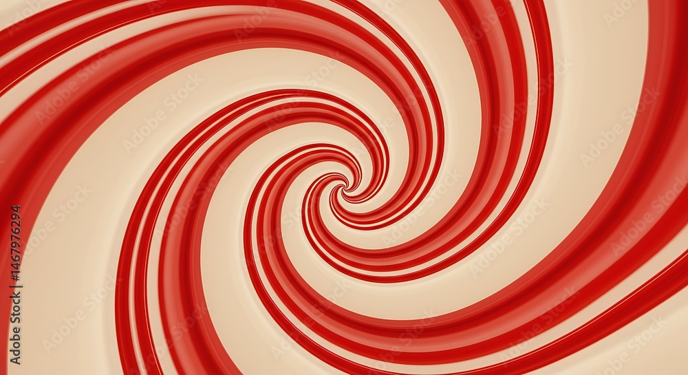 Fototapeta premium Vibrant Red Spiral Candy Design - Hypnotic Confectionery Pattern Art 